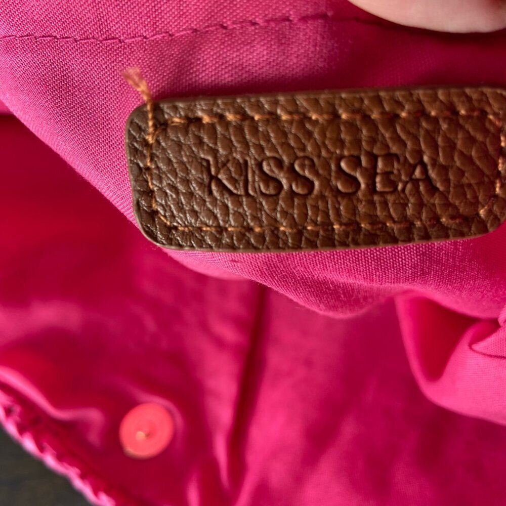 💐 KISS SEA Woven Straw Tote – Pink - NWT - Picture 7 of 10